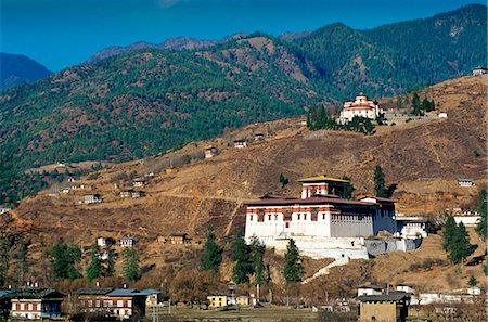 Paro Dzong and ancient watchtower, Paro, Bhutan Stock Photo - Rights-Managed, Code: 841-07523650