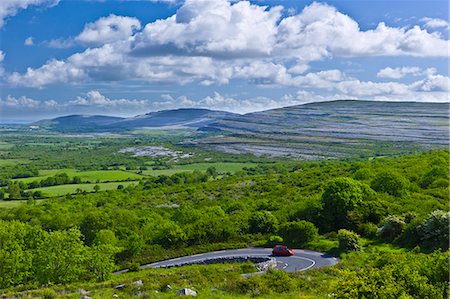 The Burren and Galway Bay from Corkscrew Hill, Cappanawalla left Finvarra Point right,  County Clare, West of Ireland Stock Photo - Rights-Managed, Code: 841-07523766