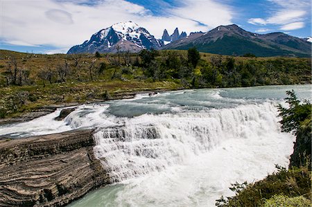 snow falls - Rio Paine waterfalls in the Torres del Paine National Park, Patagonia, Chile, South America Stock Photo - Rights-Managed, Code: 841-07523983