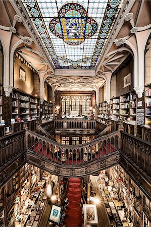 Lello and Irmao bookshop, Spiral stairs, Oporto, Portugal, Europe Stockbilder - Lizenzpflichtiges, Bildnummer: 841-07540359