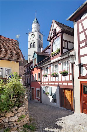 Street in the old town with St. Nikolaus Minster, Uberlingen, Lake Constance (Bodensee), Baden Wurttemberg, Germany, Europe Stock Photo - Rights-Managed, Code: 841-07540368