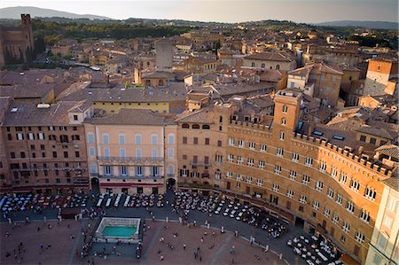 restaurants in tuscany italy - Aerial view of Siena from Il Torre, clock tower, in Piazza del Campo, Siena, Italy Stock Photo - Rights-Managed, Code: 841-07540564