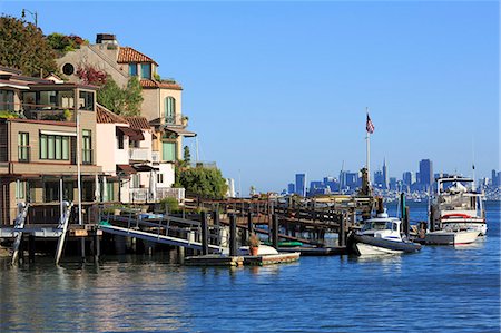 Waterfront homes in Tiburon, Marin County, California, United States of America, North America Stockbilder - Lizenzpflichtiges, Bildnummer: 841-07541069