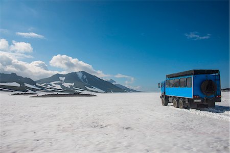 Russian truck crossing a snowfield, Mutnovsky volcano, Kamchatka, Russia, Eurasia Stock Photo - Rights-Managed, Code: 841-07541115