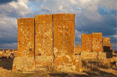 Khachkars at Noratus cemetery, Lake Seven, Armenia, Central Asia, Asia Stock Photo - Rights-Managed, Code: 841-07589796