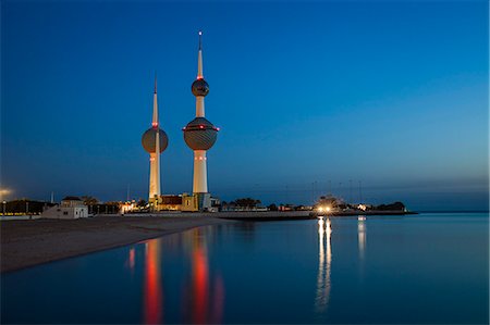 Kuwait Towers at dawn, Kuwait City, Kuwait, Middle East Stock Photo - Rights-Managed, Code: 841-07589806