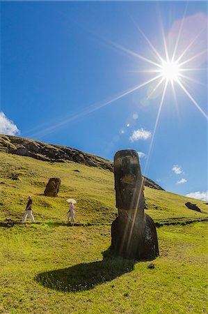 south american culture - Rano Raraku, the quarry site for all moai statues on Easter Island (Isla de Pascua) (Rapa Nui), UNESCO World Heritage Site, Chile, South America Stock Photo - Rights-Managed, Code: 841-07589815