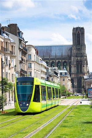 rheims - Modern tram in Cours de Jean-Baptiste Langlet in Reims, Champagne-Ardenne, France, Europe Stock Photo - Rights-Managed, Code: 841-07589892