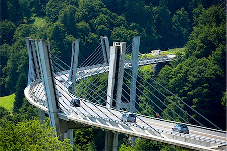 suspended bridge - New road suspension bridge at Klosters in Graubunden region, Switzerland, Europe Stock Photo - Rights-Managed, Code: 841-07589921