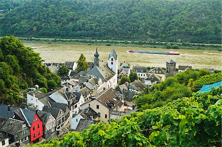 Kaub and River Rhine, Rhineland-Palatinate, Germany, Europe Stock Photo - Rights-Managed, Code: 841-07590131
