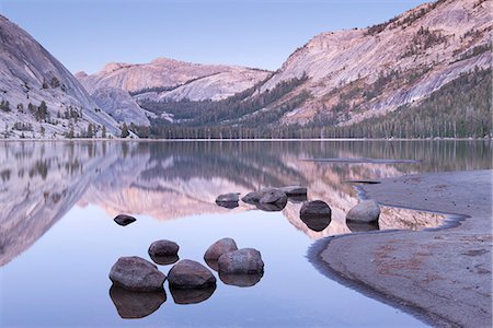 peaceful landscape not people - Tranquil evening tones at Tenaya Lake, Yosemite National Park, UNESCO World Heritage Site, California, United States of America, North America Stock Photo - Rights-Managed, Code: 841-07590349