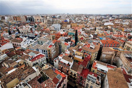 spain valencia - Central Valencia from the tower of the Metropolitan Cathedral Basilica of the Assumption of Our Lady of Valencia, Valencia, Spain, Europe Stock Photo - Rights-Managed, Code: 841-07590397