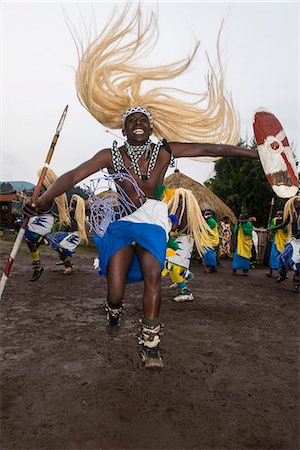 spear (weapon) - Ceremony of former poachers, in the Virunga National Park, Rwanda, Africa Stock Photo - Rights-Managed, Code: 841-07590476