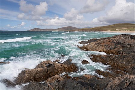 A stormy sea on a bright day at Traigh Iar near Horgabost, Isle of Harris, Outer Hebrides, Scotland, United Kingdom, Europe Foto de stock - Con derechos protegidos, Código: 841-07590496