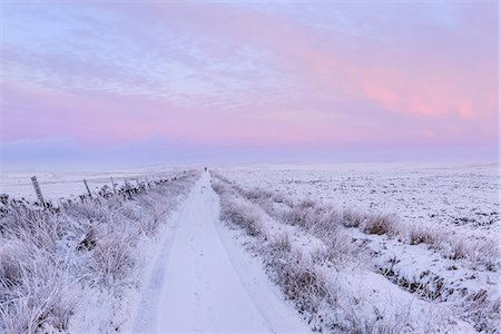 Man walking down a snowy track on a cold winter's day at dawn, Pockstones Moor, North Yorkshire, Yorkshire, England, United Kingdom, Europe Foto de stock - Con derechos protegidos, Código: 841-07590540