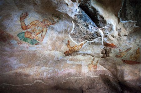 fresco - Sigiriya (Lion Rock) frescoes or ancient wall paintings, UNESCO World Heritage Site, Sri Lanka, Asia Stock Photo - Rights-Managed, Code: 841-07600041