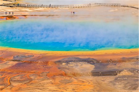 simsearch:841-03029651,k - Visitors, steam and vivid colours, Grand Prismatic Spring, Yellowstone National Park, UNESCO World Heritage Site, Wyoming, United States of America, North America Stock Photo - Rights-Managed, Code: 841-07600134