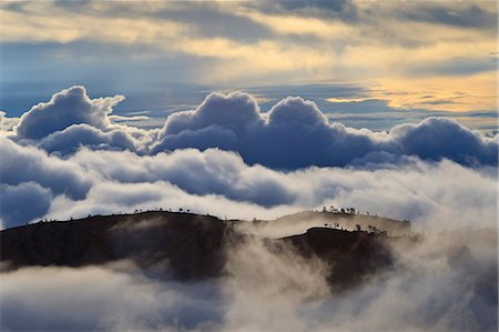 parque nacional bryce canyon - Tree studded ridges, fog and clouds of a partial temperature inversion, Bryce Canyon, Bryce Canyon National Park, Utah, United States of America, North America Foto de stock - Con derechos protegidos, Código: 841-07600136