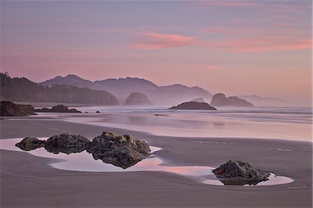 ecola state park - Rocks and sea stacks at sunset, Ecola State Park, Oregon, United States of America, North America Stock Photo - Rights-Managed, Code: 841-07600204
