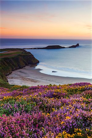 Rhossili Bay, Worms End, Gower Peninsula, Wales, United Kingdom, Europe Foto de stock - Direito Controlado, Número: 841-07653183