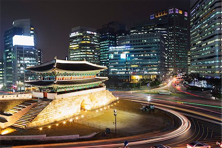 seul - Nandaemun South Gate at night, Seoul, South Korea, Asia Stock Photo - Rights-Managed, Code: 841-07653231