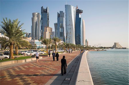 doha qatar skyline skyscraper - New skyline of the West Bay central financial district of Doha, Qatar, Middle East Stock Photo - Rights-Managed, Code: 841-07653275