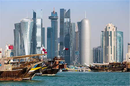 New skyline of the West Bay central financial district of Doha, Qatar, Middle East Stock Photo - Rights-Managed, Code: 841-07653276