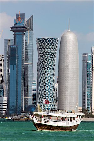 New skyline of the West Bay central financial district of Doha, Qatar, Middle East Stock Photo - Rights-Managed, Code: 841-07653277