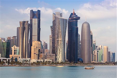 New skyline of the West Bay central financial district of Doha, Qatar, Middle East Stock Photo - Rights-Managed, Code: 841-07653272