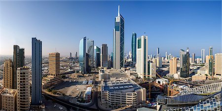 Elevated view of the modern city skyline and central business district, Kuwait City, Kuwait, Middle East Stock Photo - Rights-Managed, Code: 841-07653282