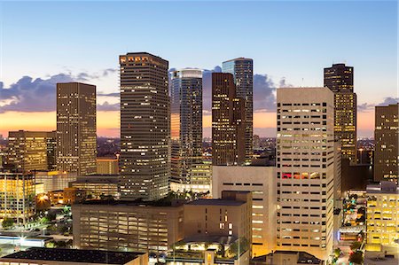 Downtown city skyline, Houston, Texas, United States of America, North America Foto de stock - Con derechos protegidos, Código: 841-07653307