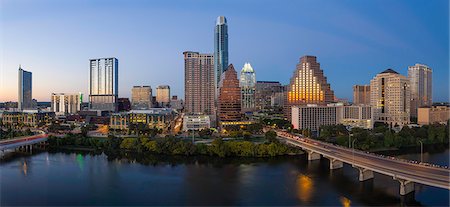 City skyline viewed across the Colorado river, Austin, Texas, United States of America, North America Stock Photo - Rights-Managed, Code: 841-07653316