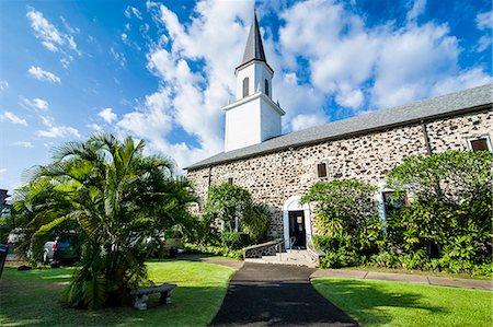 Mokuaikaua church, Kailua-Kona, Big Island, Hawaii, United States of America, Pacific Fotografie stock - Rights-Managed, Codice: 841-07653399