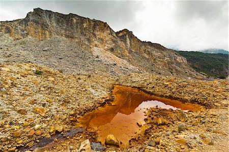 Mineral stained pond on collapsed flank of Papandayan Volcano, an active four crater caldera, Garut, West Java, Java, Indonesia, Southeast Asia, Asia Stock Photo - Rights-Managed, Code: 841-07653458