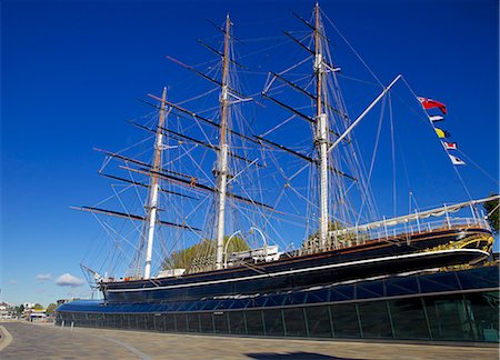 The Cutty Sark, a British Tea Clipper built in 1869 moored near the Thames at Greenwich, London, England, United Kingdom, Europe Stock Photo - Rights-Managed, Code: 841-07653540