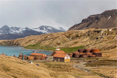 The abandoned and recently restored whaling station at Grytviken, South Georgia, UK Overseas Protectorate, Polar Regions Stock Photo - Rights-Managed, Code: 841-07673319