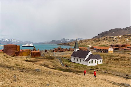 The abandoned and recently restored whaling station at Grytviken, South Georgia, UK Overseas Protectorate, Polar Regions Stock Photo - Rights-Managed, Code: 841-07673320