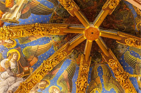 european church ceiling - Decorated ceiling in the Metropolitan Cathedral-Basilica of the Assumption of Our Lady of Valencia (Iglesia Catedral-Basilica Metropolitana de la Asuncion de Nuestra Senora de Valencia), Valencia, Spain, Europe Stock Photo - Rights-Managed, Code: 841-07673569