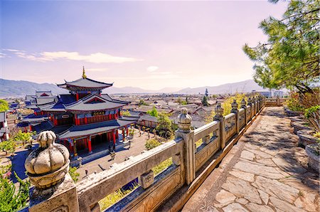 Mufu with surrounding Old Town, UNESCO World Heritage Site, as seen from a raised vantage point, Lijiang, Yunnan, China, Asia Stock Photo - Rights-Managed, Code: 841-07782113
