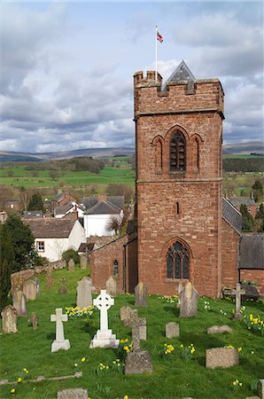 simsearch:841-08031622,k - St. Nicholas Church, mid 19th century, Crucifixion Window by Mayer of Munich, Lazonby Village, Pennine Ridge beyond, Eden Valley, Cumbria, England, United Kingdom, Europe Stockbilder - Lizenzpflichtiges, Bildnummer: 841-07782351