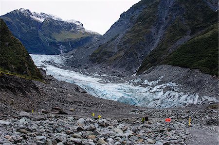 fox glacier - Glacial outflow of Fox Glacier, Westland Tai Poutini National Park, South Island, New Zealand, Pacific Foto de stock - Con derechos protegidos, Código: 841-07782674