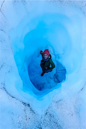 Woman standing in an Ice cave in the Fox Glacier, Westland Tai Poutini National Park, South Island, New Zealand, Pacific Stock Photo - Rights-Managed, Code: 841-07782685