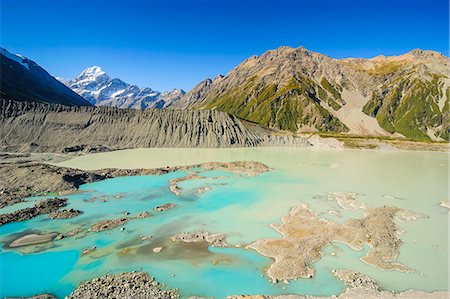 simsearch:400-05383454,k - Turquoise glacier lake in front of Mount Cook, UNESCO World Heritage Site, South Island, New Zealand, Pacific Foto de stock - Direito Controlado, Número: 841-07782701