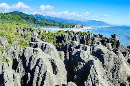 famous places of new zealand - Pancake Rocks, Paparoa National Park, West Coast, South Island, New Zealand, Pacific Stock Photo - Rights-Managed, Code: 841-07782760