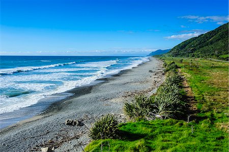 Coastline and a rocky beach near Karamea, West Coast, South Island, New Zealand, Pacific Stock Photo - Rights-Managed, Code: 841-07782787