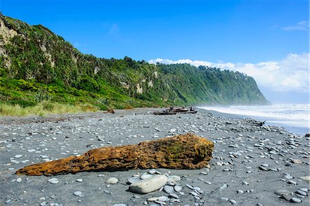 fox glacier - Greyrocky beach in Okarito along the road between Fox Glacier and Greymouth, South Island, New Zealand, Pacific Foto de stock - Con derechos protegidos, Código: 841-07782840