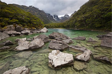 Lake Mackenzie, Routeburn Track, Fiordland National Park, UNESCO World Heritage Site, South Island, New Zealand, Pacific Photographie de stock - Rights-Managed, Code: 841-07783053