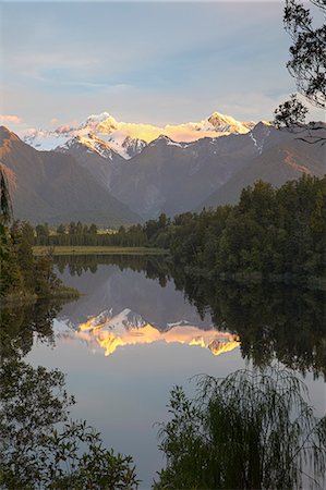 simsearch:841-07080555,k - Lake Matheson with Mount Cook and Mount Tasman, West Coast, South Island, New Zealand, Pacific Stock Photo - Rights-Managed, Code: 841-07783062