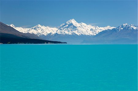 Mount Cook and Lake Pukaki, Mount Cook National Park, UNESCO World Heritage Site, Canterbury region, South Island, New Zealand, Pacific Stock Photo - Rights-Managed, Code: 841-07783077