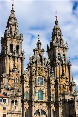 simsearch:841-06805713,k - Facade do Obradoiro of the Baroque style 11th century Roman Catholic Cathedral, Catedral de Santiago de Compostela, UNESCO World Heritage Site, Santiago de Compostela, Galicia, Spain, Europe Stock Photo - Rights-Managed, Code: 841-07801511